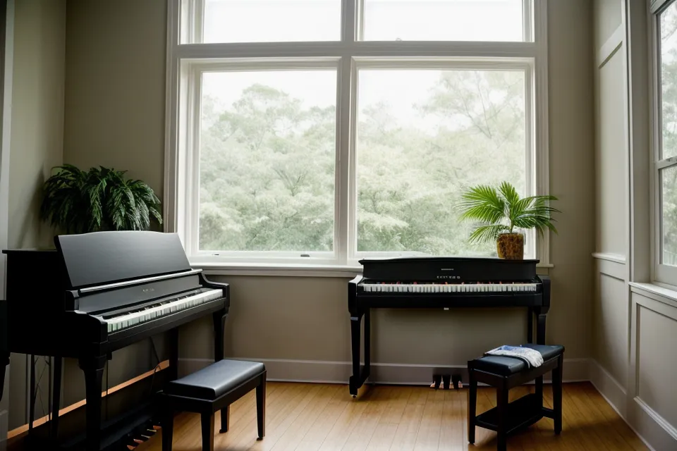 Primer plano de manos principiantes tocando las teclas de un piano digital Casio.