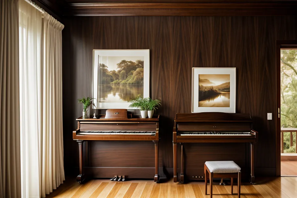 Rincón de práctica de piano cristiano en un apartamento de Versalles, Cali