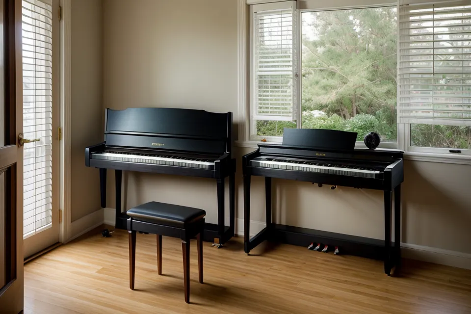 Rincón de práctica de piano en un apartamento de Cali con el cancionero cristiano abierto