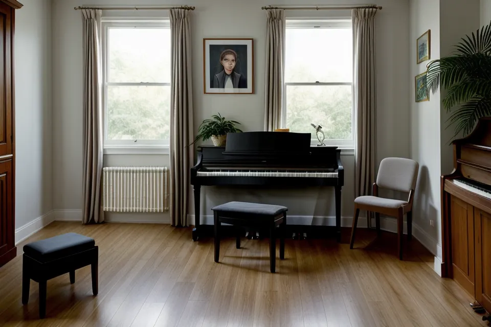 Papel reciclado con notas manuscritas sobre transporte de tonos musicales al lado del piano