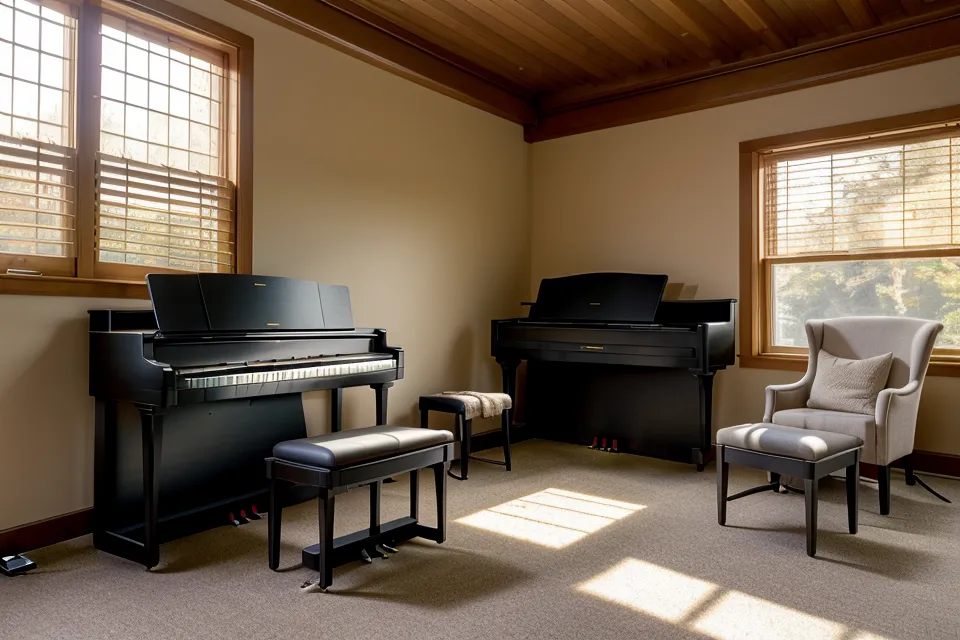 Pasos para avanzar de nivel al tocar piano cristiano desde cero este año: manos sobre un piano digital Casio en una mesa de comedor