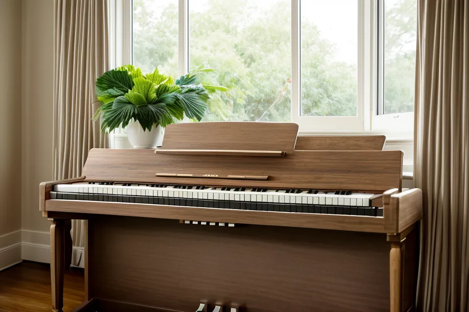 Online piano course module open on a laptop next to a digital piano
