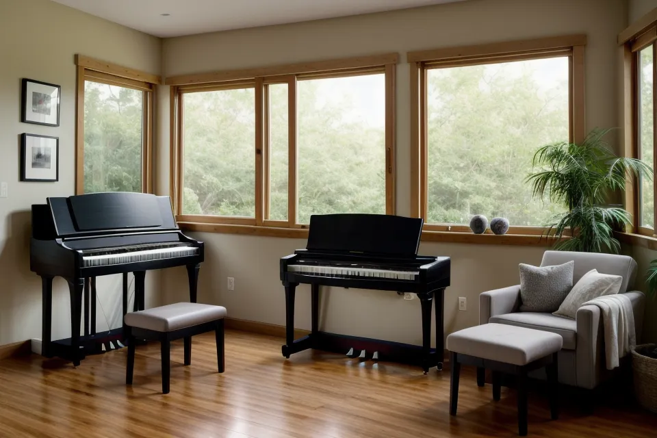 Partitura impresa con anotaciones a mano sobre un atril de piano